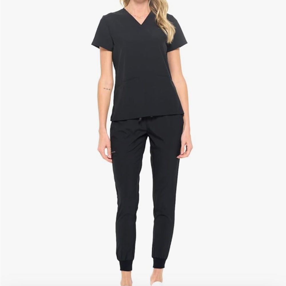 Dagacci 4-Way Stretch Jogger Scrub Set Black Medium